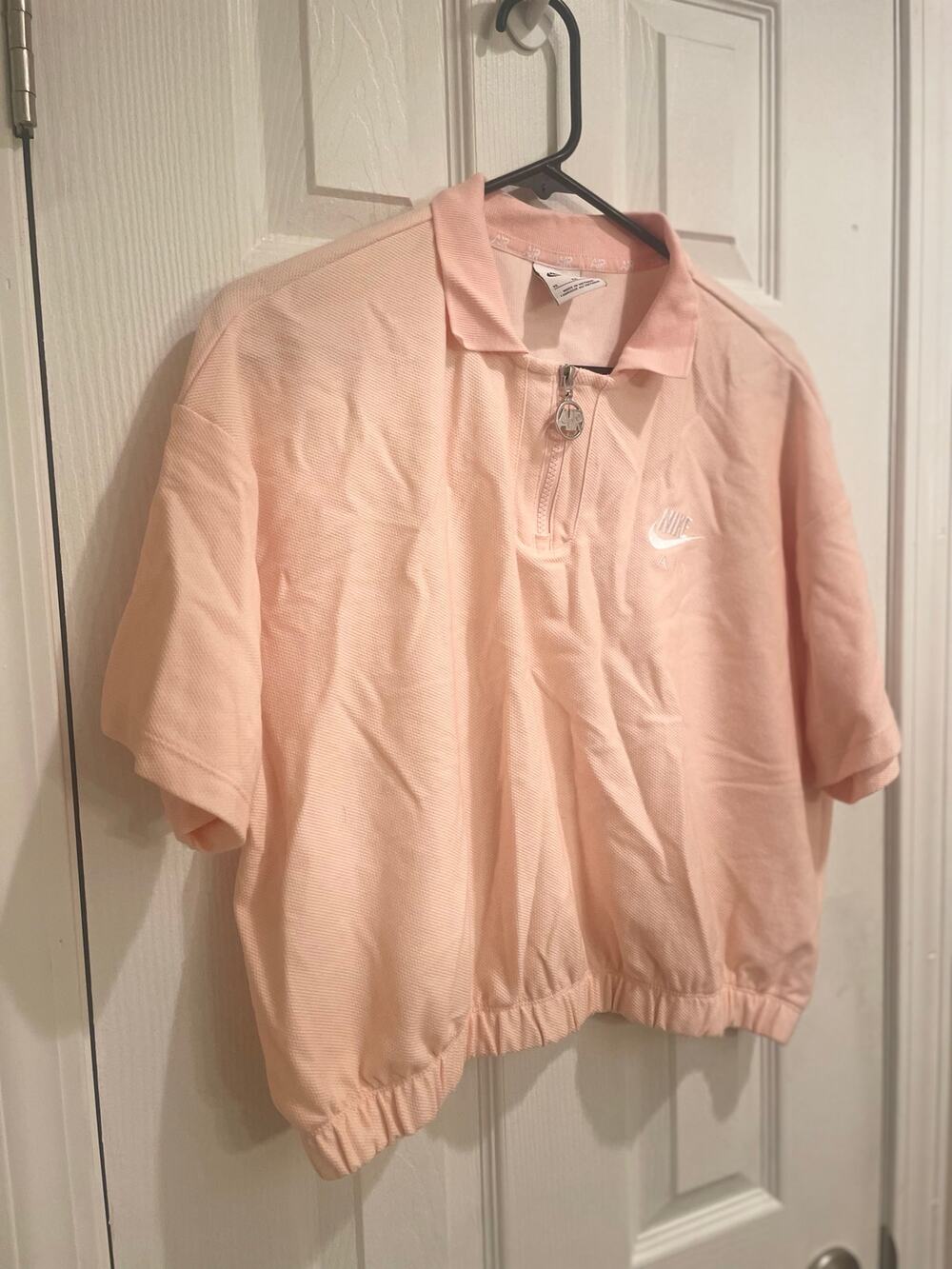 LADIES NIKE AIR QUARTER ZIP CROP POLO T-SHIRT, A63
